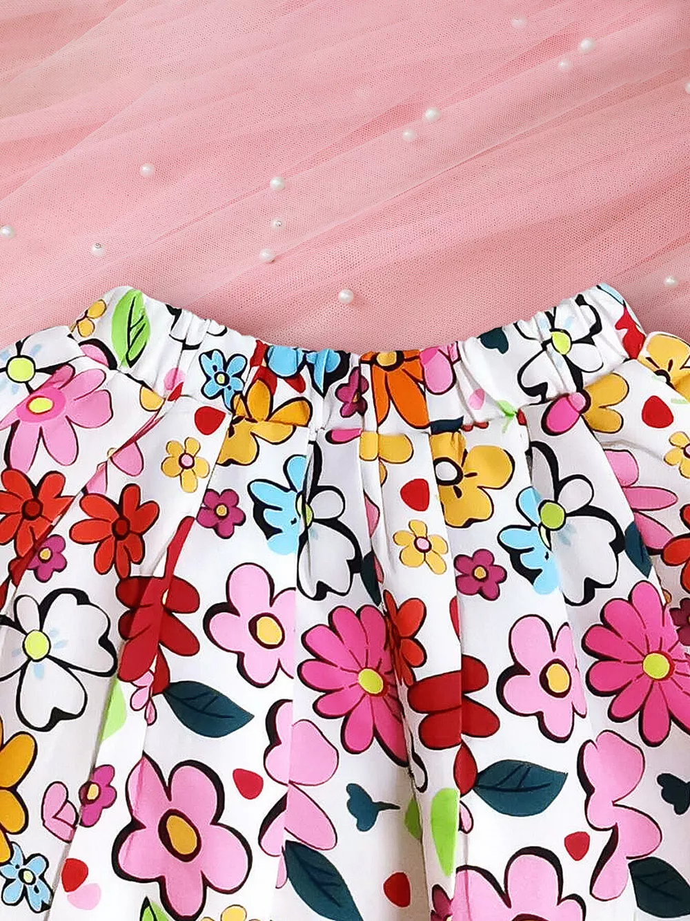 Children's Floral Graphic Ruffle Sleeve Top & Skirt Set, image 4