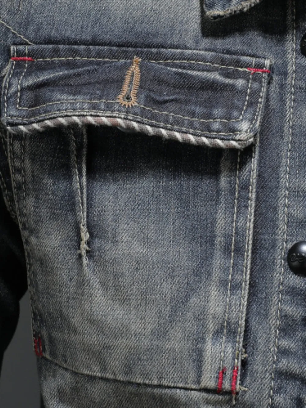 Men's Plus Size Washed Zip Up Denim Jacket with Chest Pockets, image 6