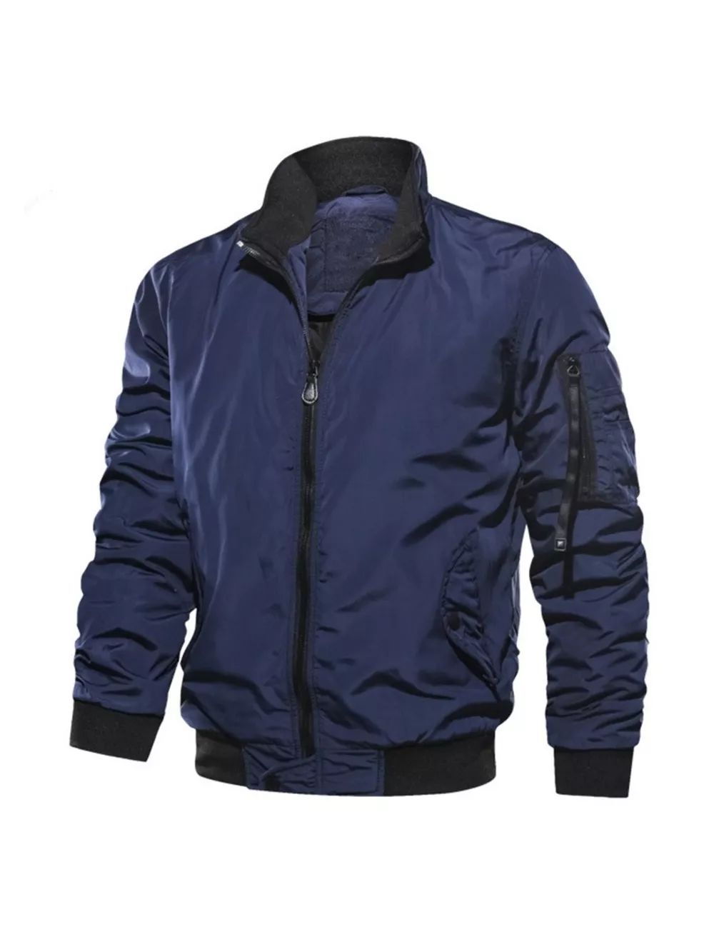 Men's Plus Size Zip Up Lightweight Bomber Jacket, image 4