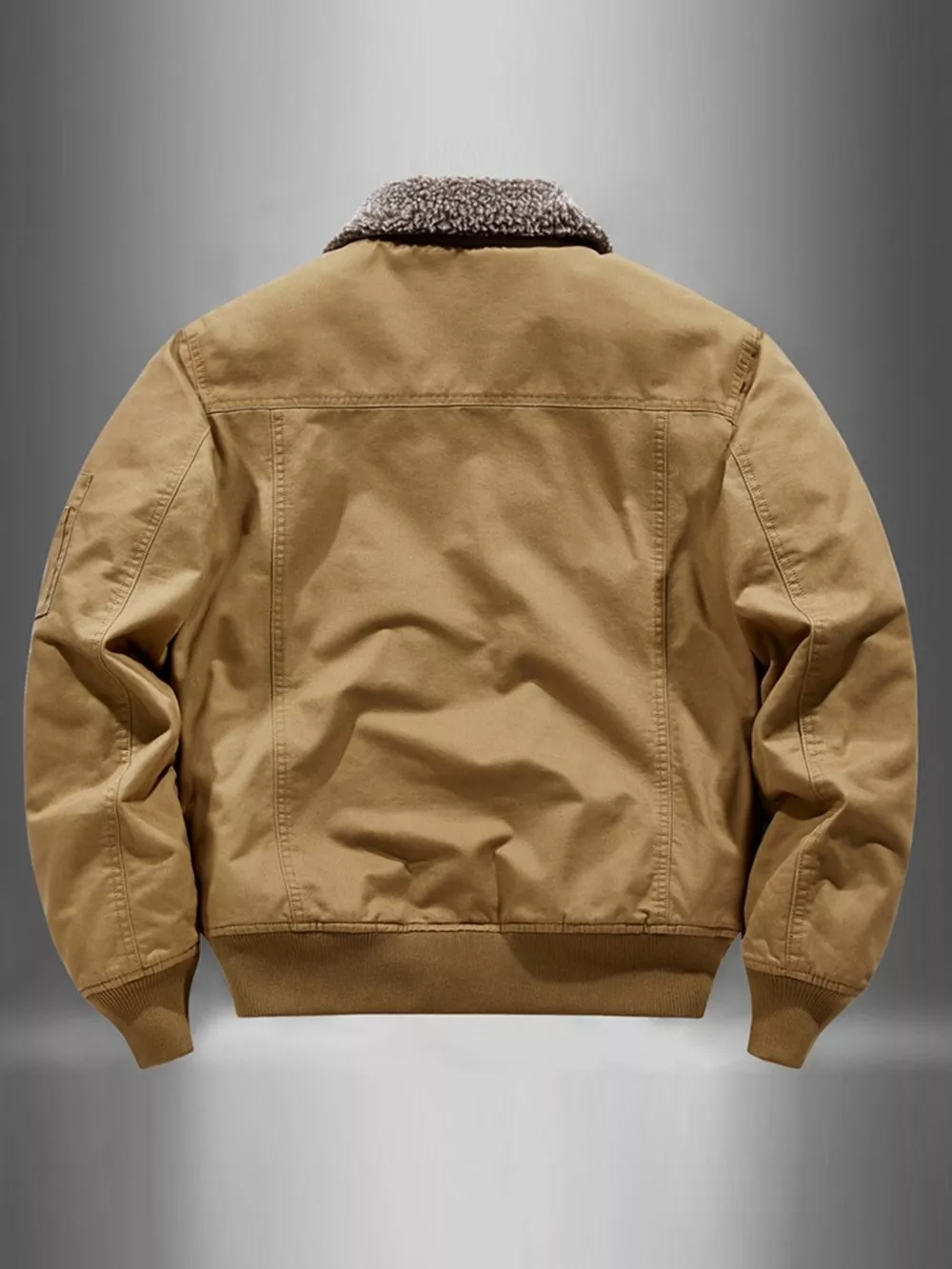 Men's Plus Size Zip Up Fur Collar Jacket, image 5