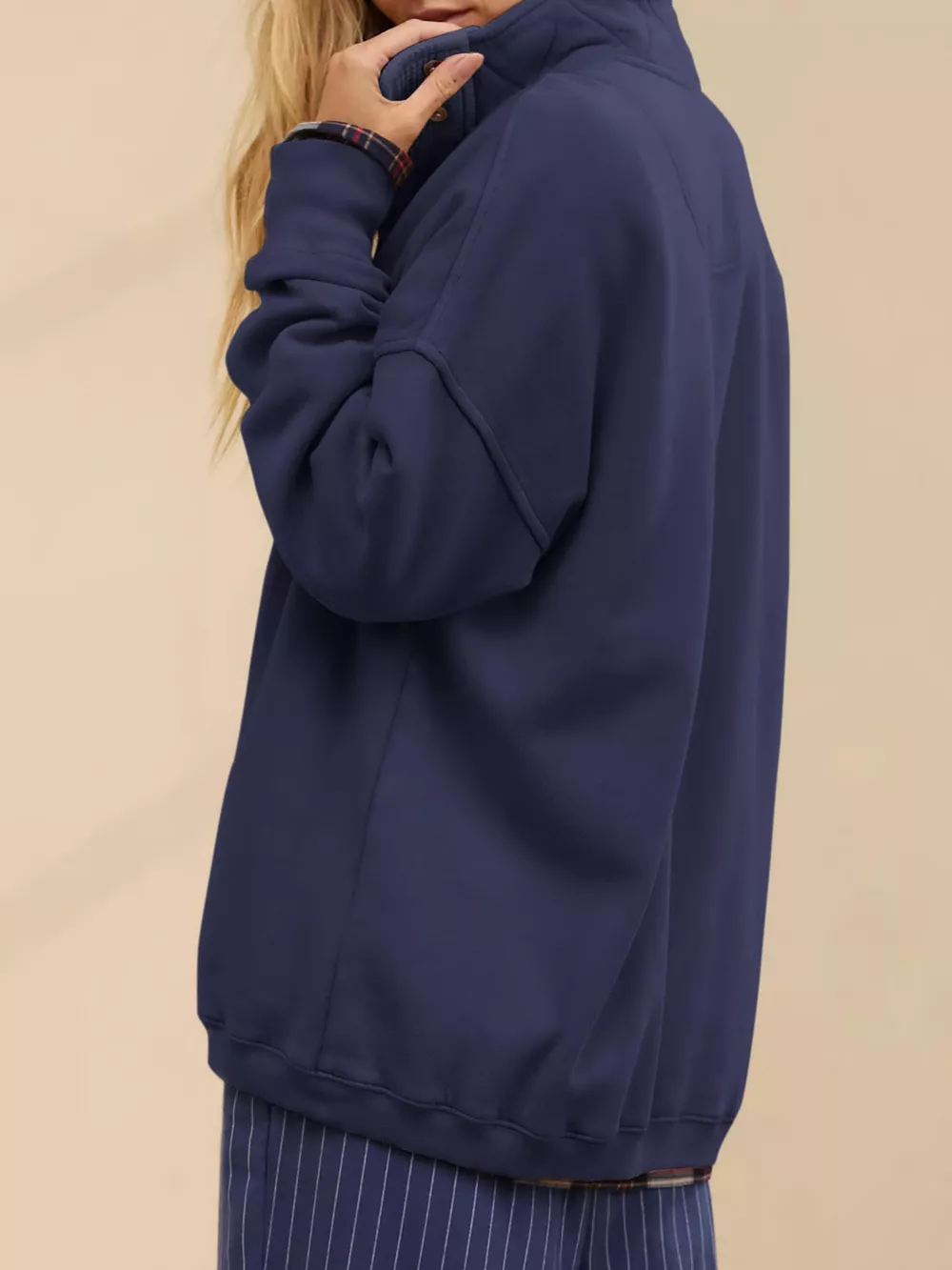 Half Snap Dropped Shoulder Sweatshirt, image 11
