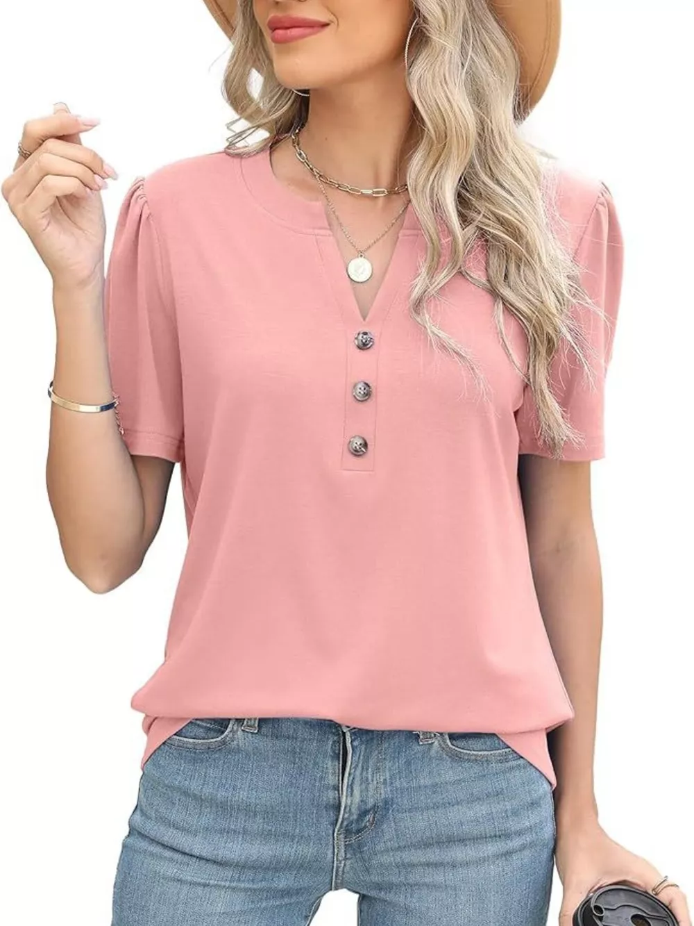 Full Size Notched Short Sleeve Blouse Plus Size, image 19