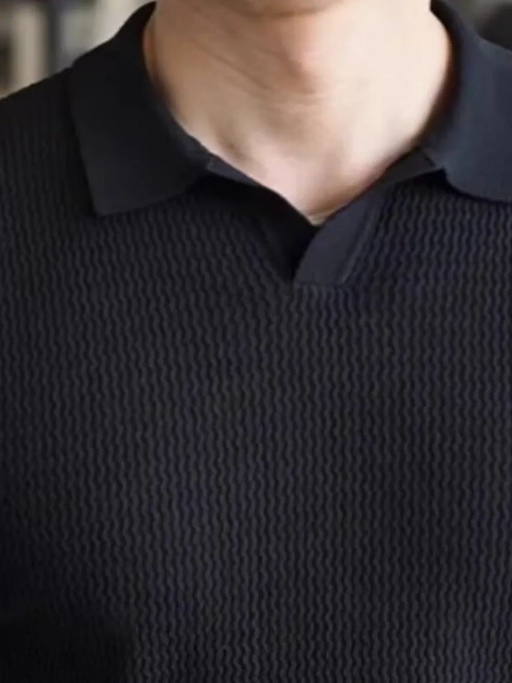 Men's Full Size Textured Knit Polo Shirt Plus Size, image 8