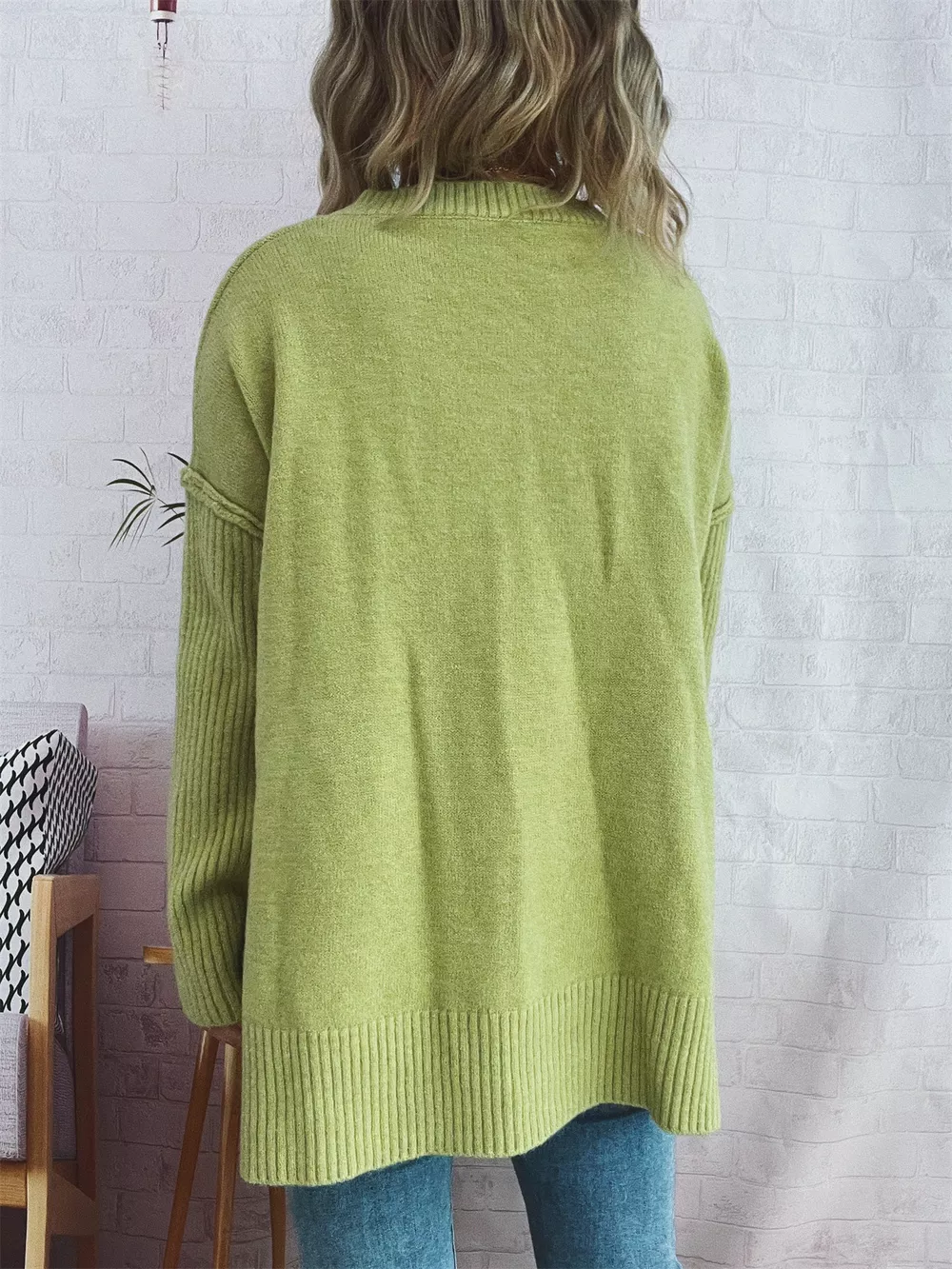 V-Neck Dropped Shoulder Sweater, image 14
