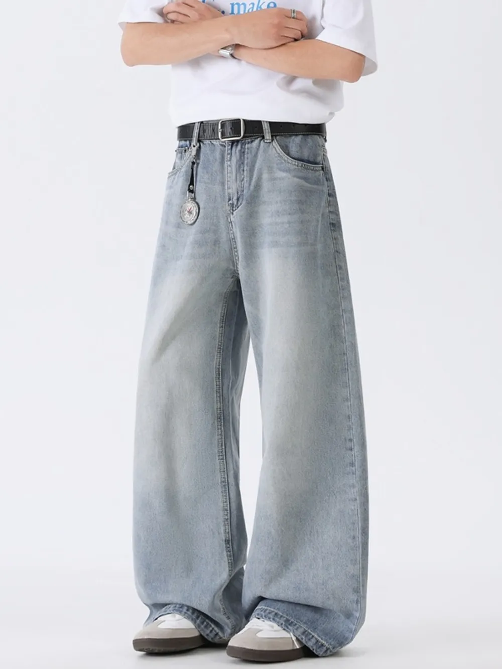 Men's Full Size Washed Wide Leg Jeans Plus Size