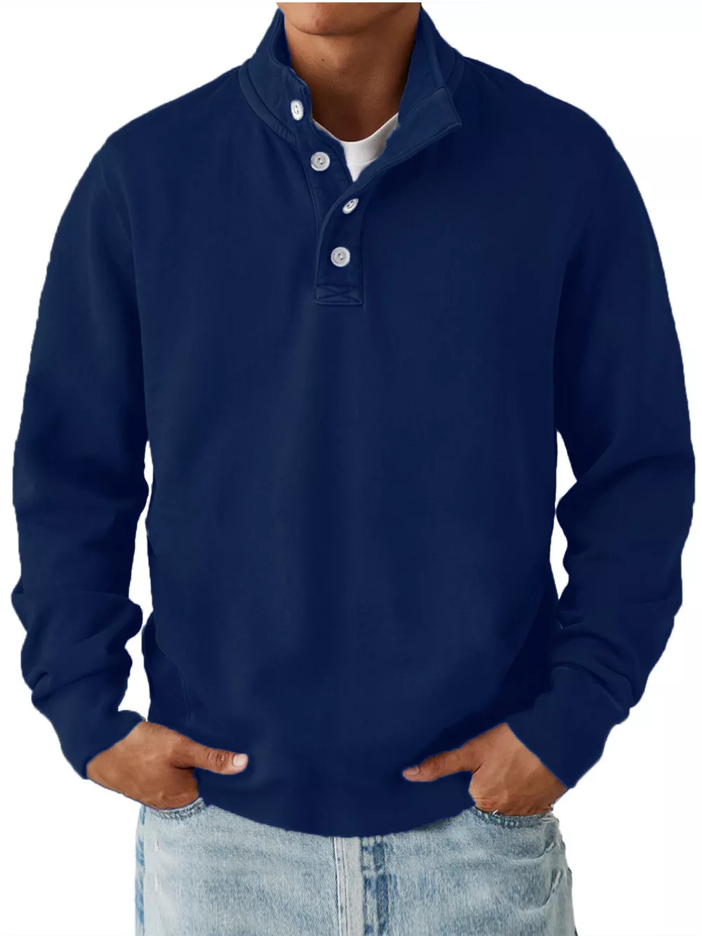 Men's Button Detail Long Sleeve Sweatshirt, image 6