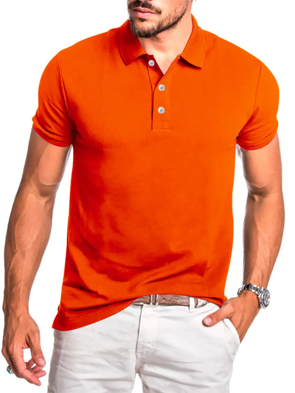 Men's Full Size Button Detail Short Sleeve Polo Plus Size, image 3
