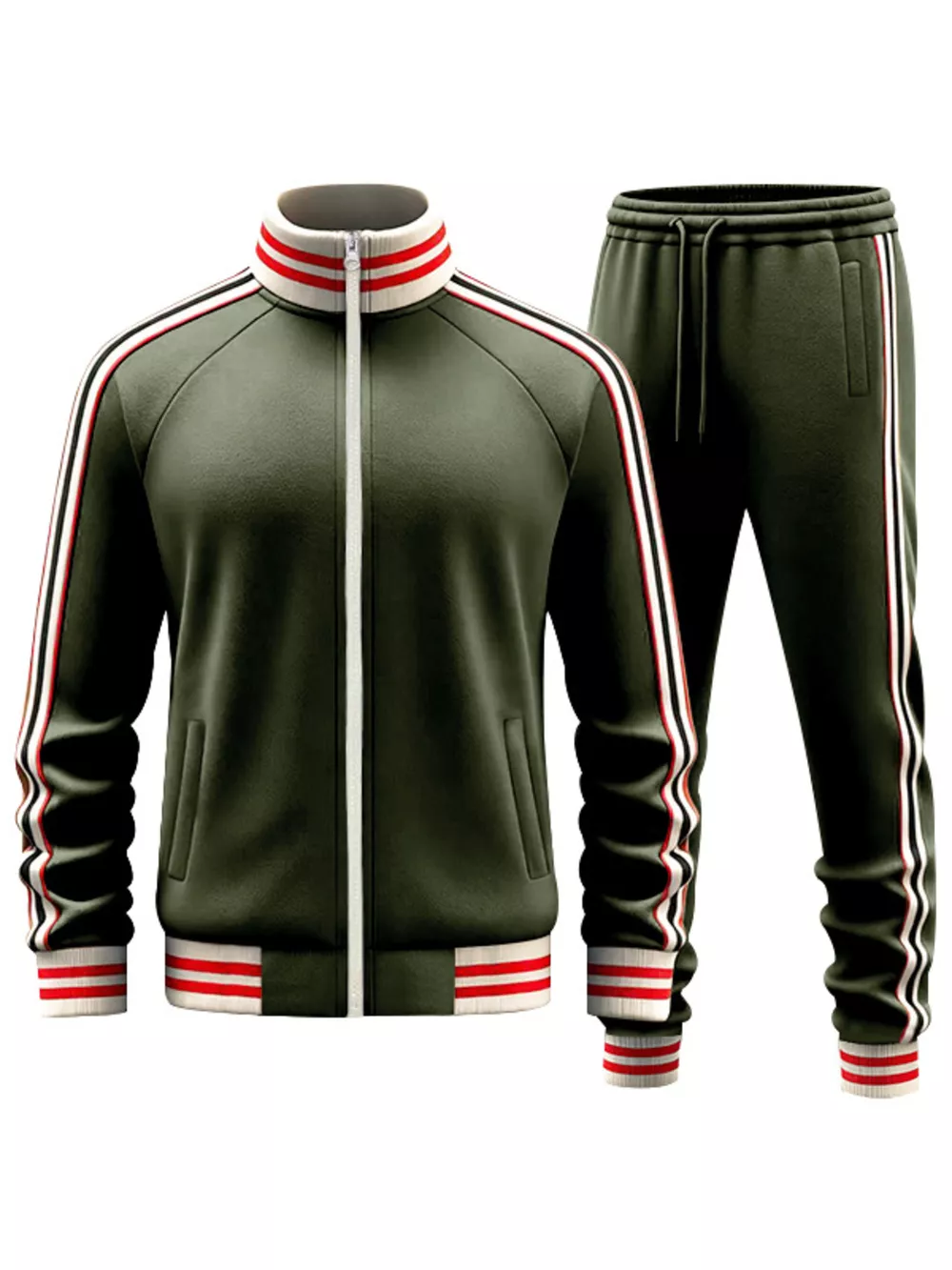 Men's Full Size Striped Zip Up Outerwear and Pants Plus Size, image 9