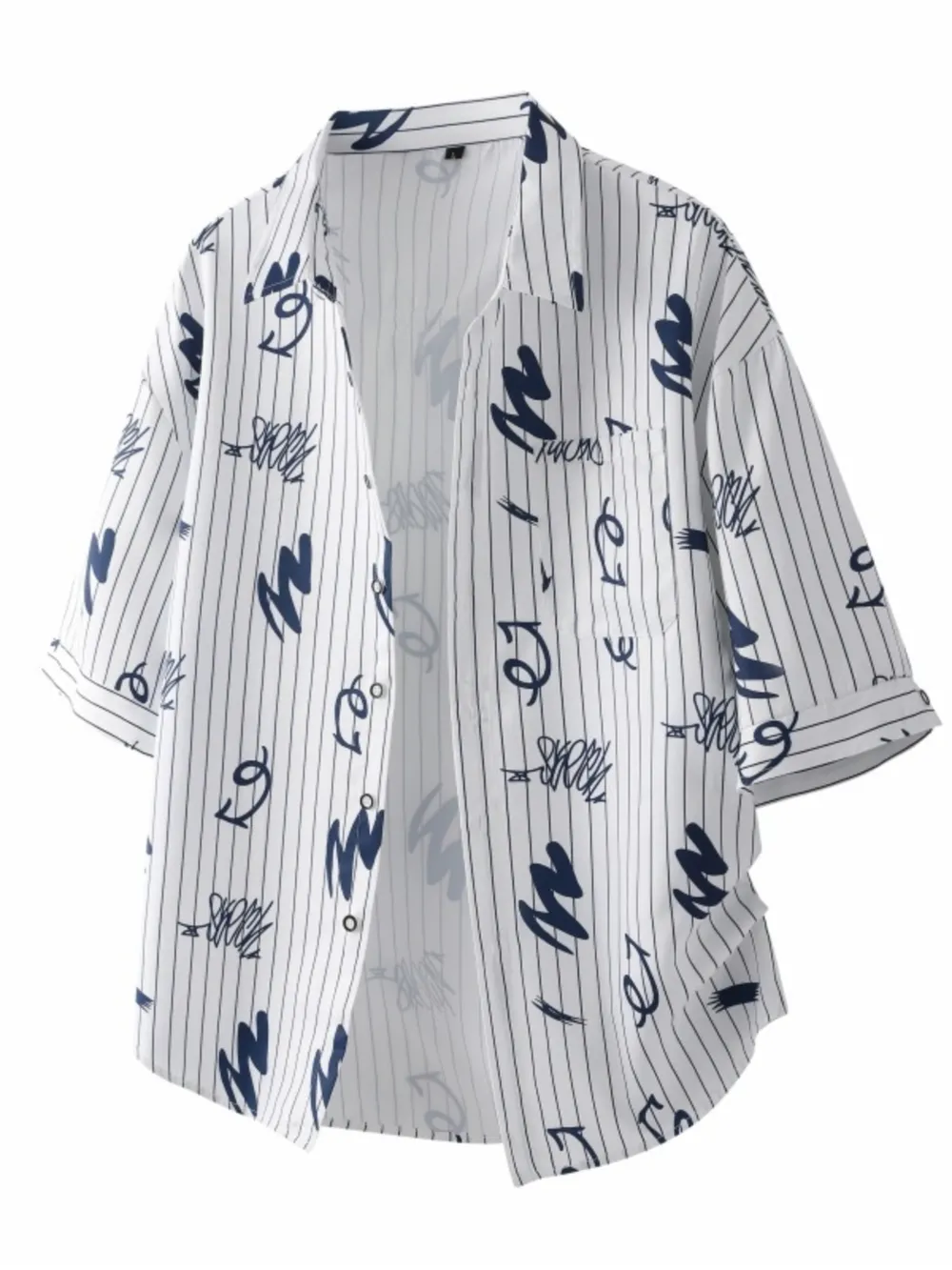 Men's Plus Size Striped Print Short Sleeve Casual Shirt
