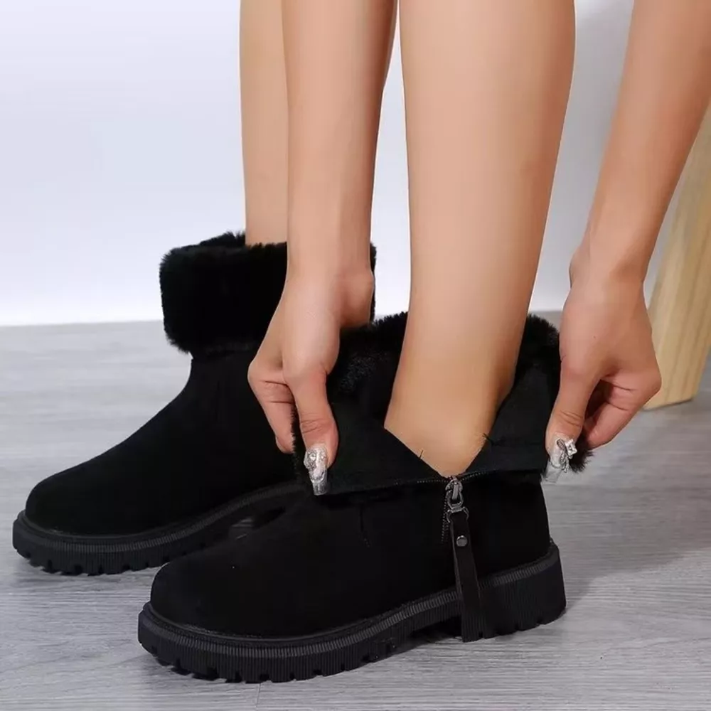 Faux Fur Lined Side-Zip Chunky Platform Ankle Boots