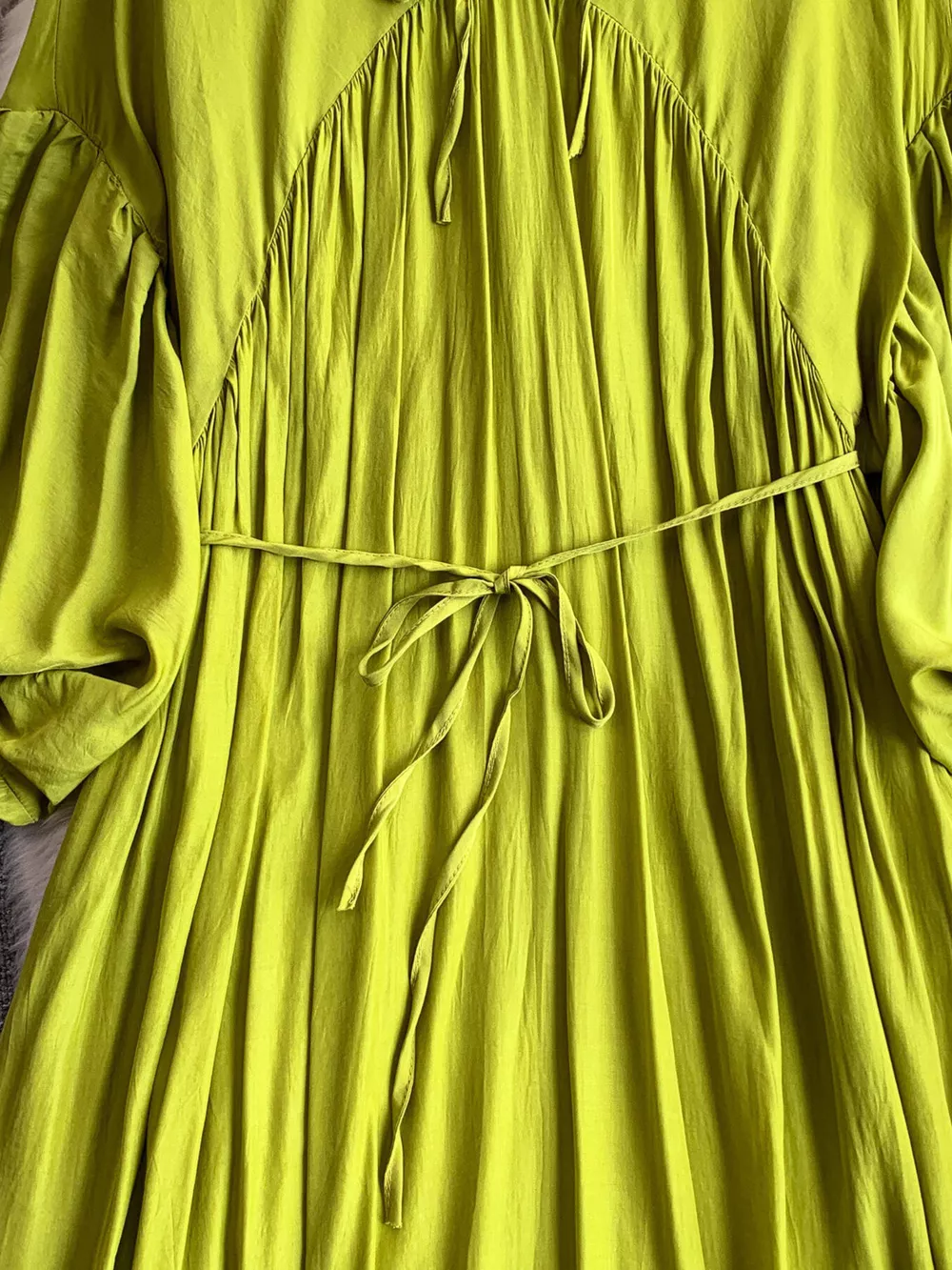Balloon Sleeve Tie-Waist Dress, image 4