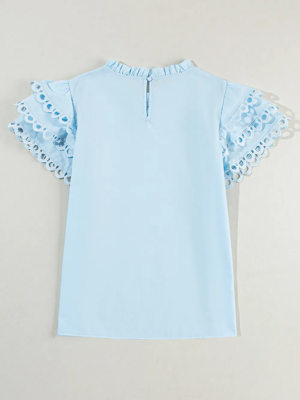 Layered Ric Rac Short Sleeve Filled Neck Blouse, image 10