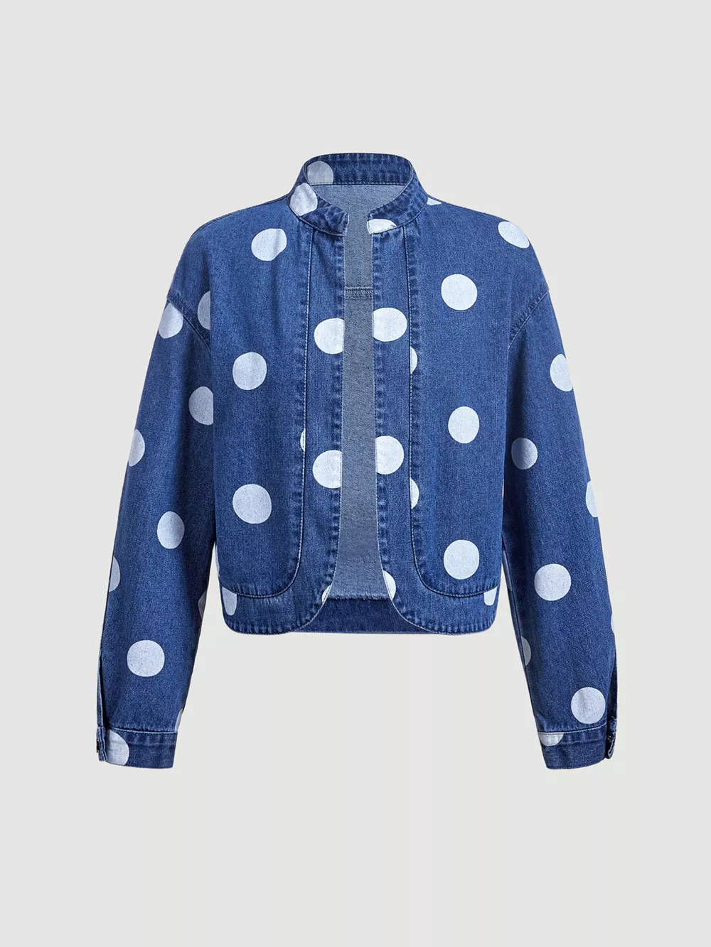 Polka Dot Cropped Denim Jacket, image 2