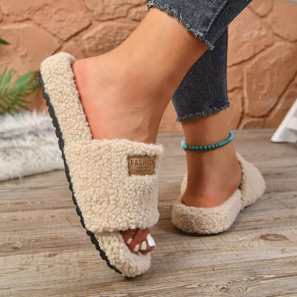 Fuzzy Open Toe Slippers, image 6