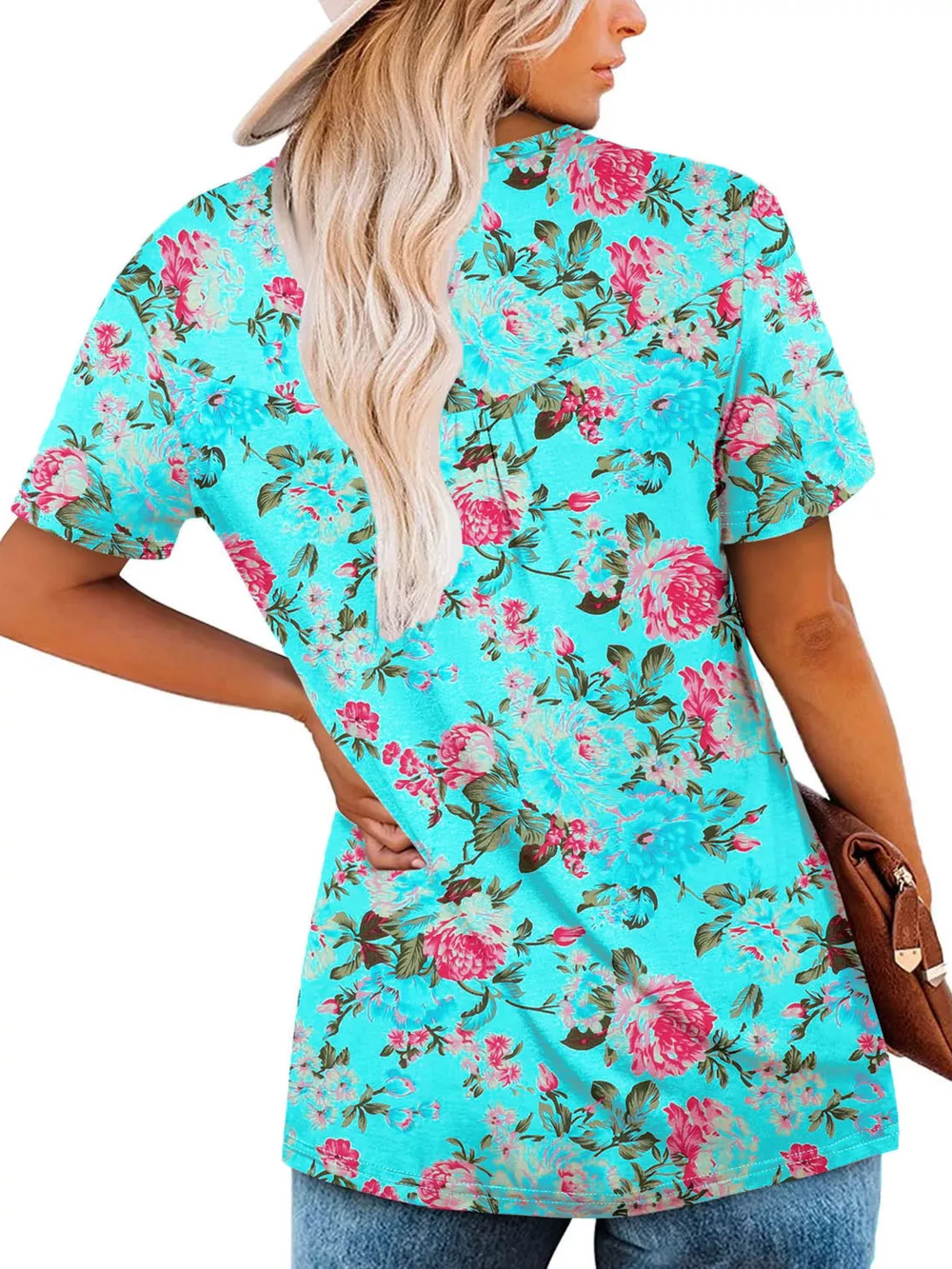 Plus Size Floral Print Short Sleeve T-Shirt, image 9