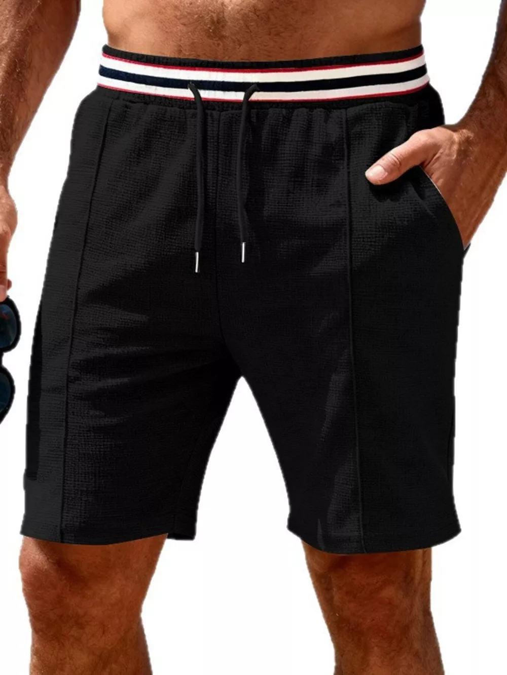 Men's Full Size Casual Textured Drawstring Shorts Plus Size, image 4