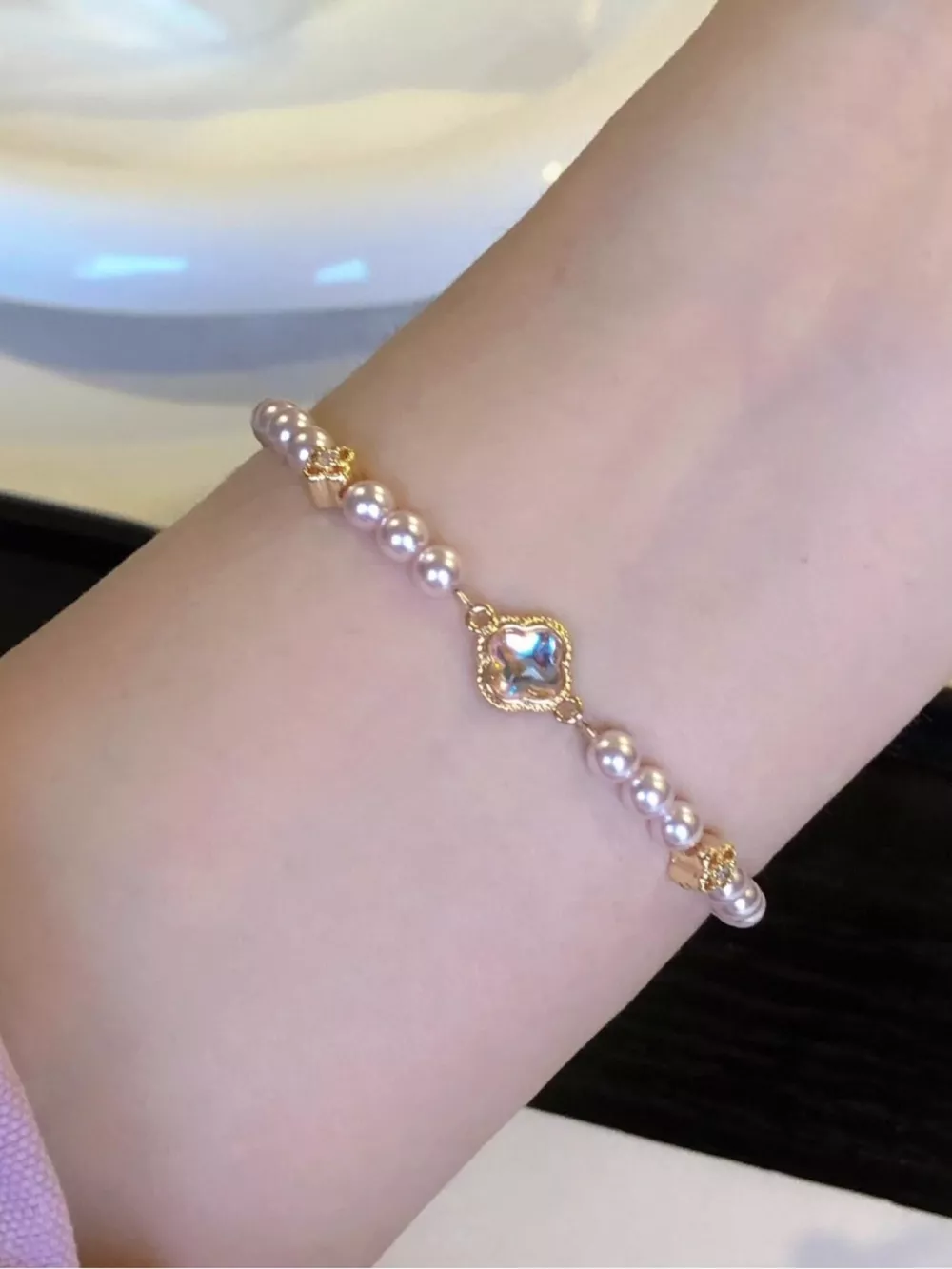 Pearl Clover Charm Bracelet, image 4