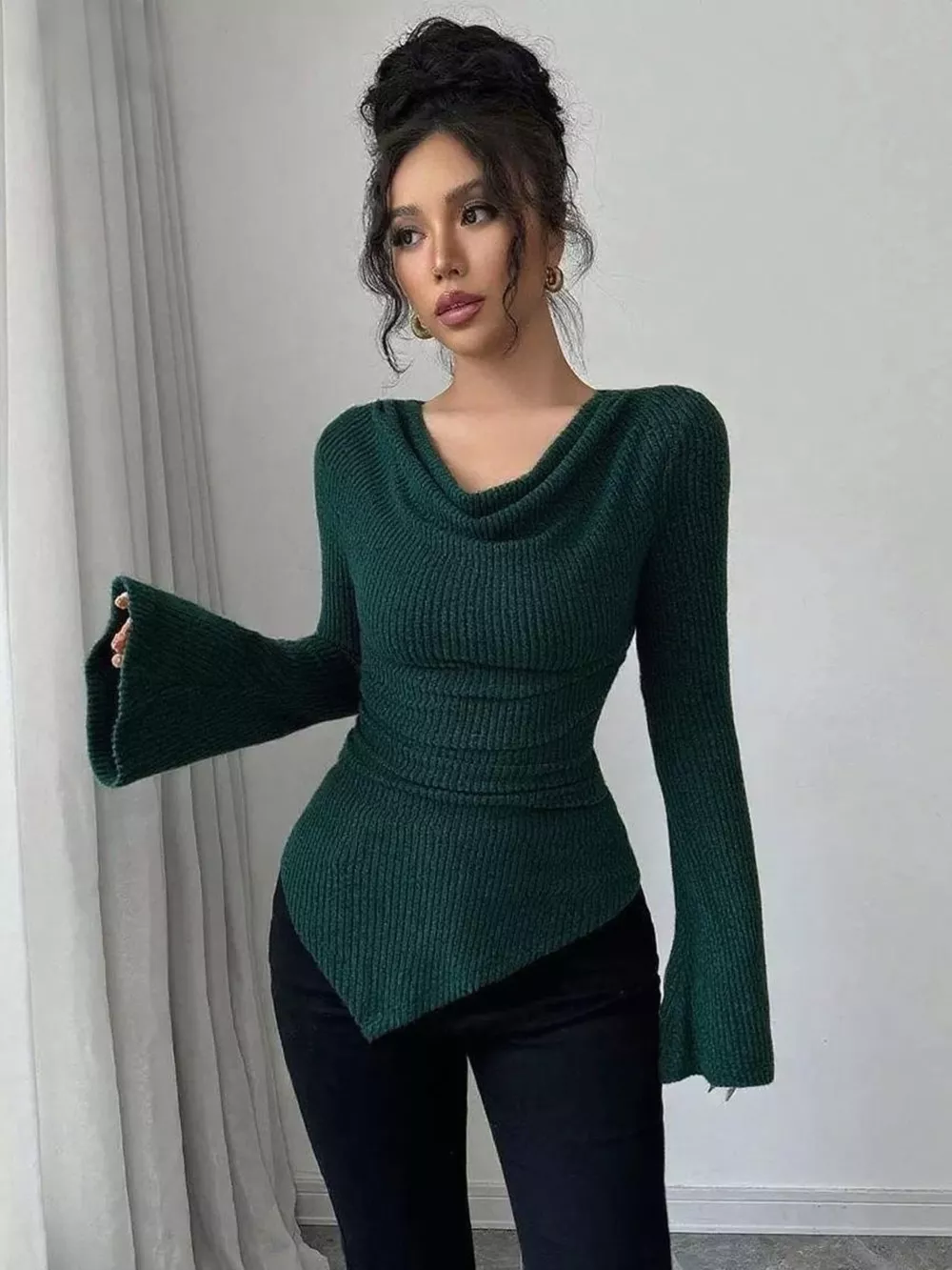 Cowl Neck Flare Sleeve Top, image 14