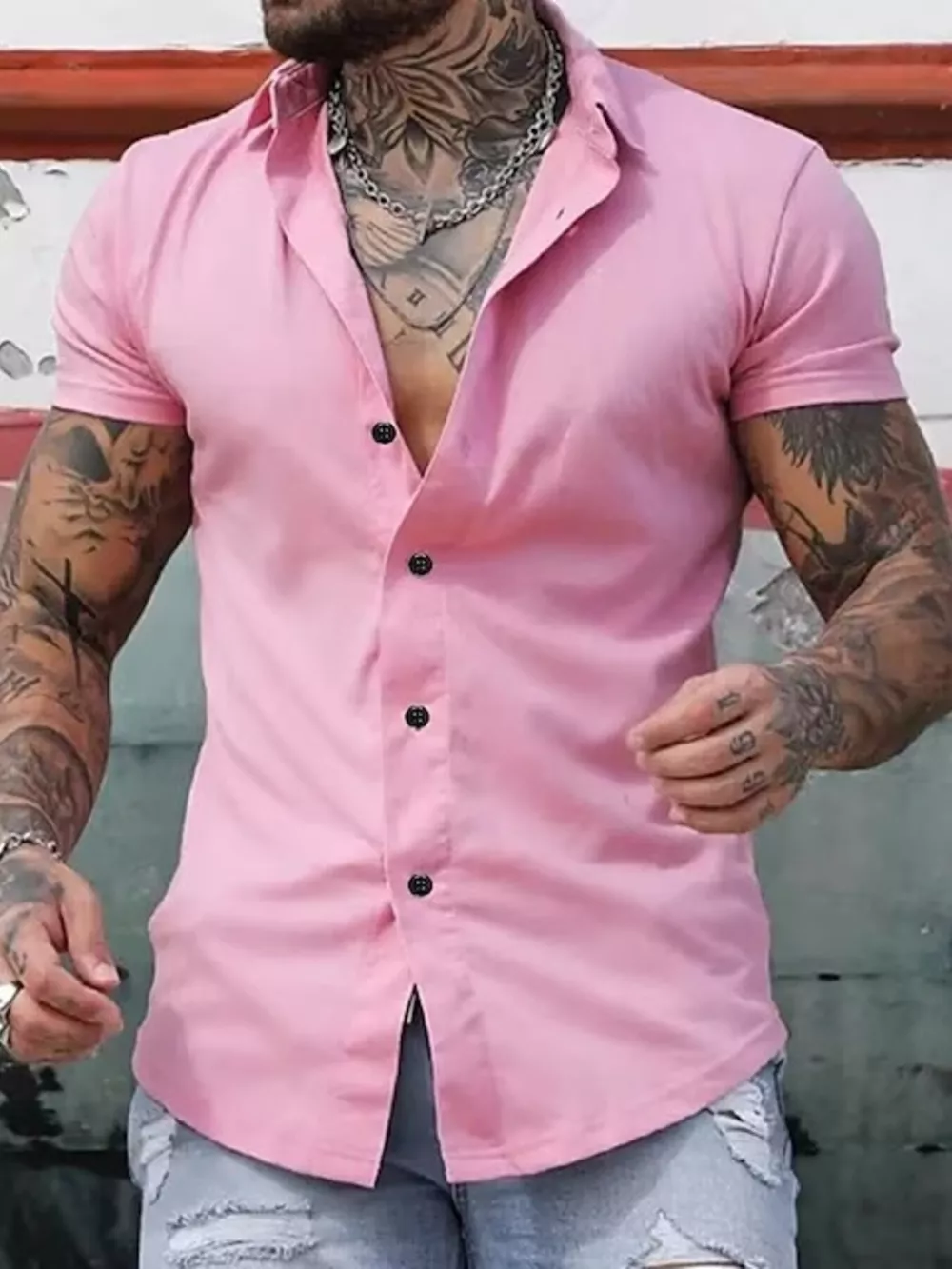 Men's Full Size Slim Fit Short Sleeve Button-Down Shirt Plus Size, image 7