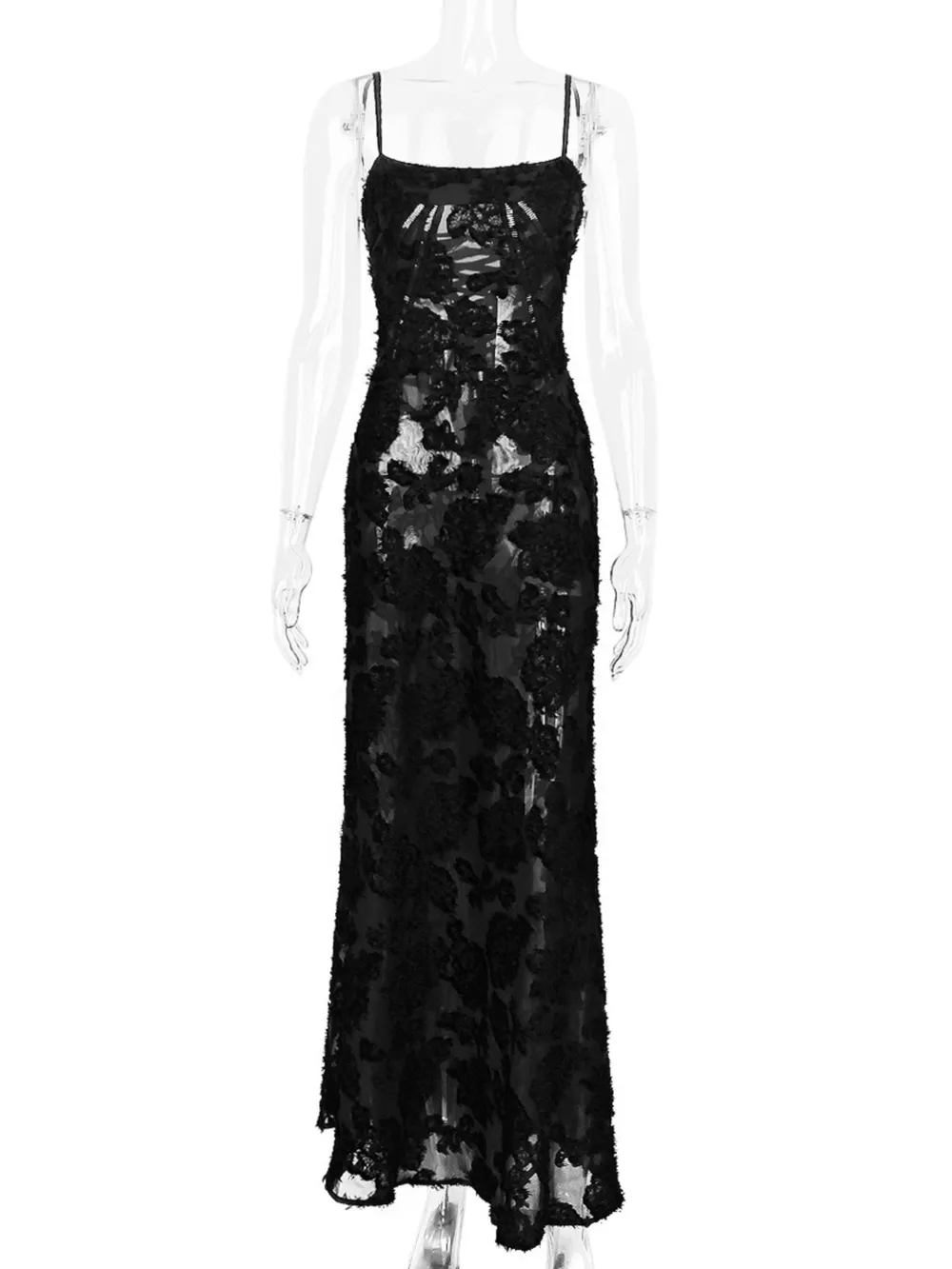 Lace Spaghetti Strap Maxi Dress, image 12