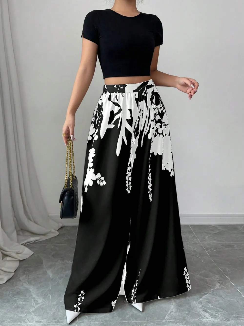 Printed Wide Leg Pants, image 4