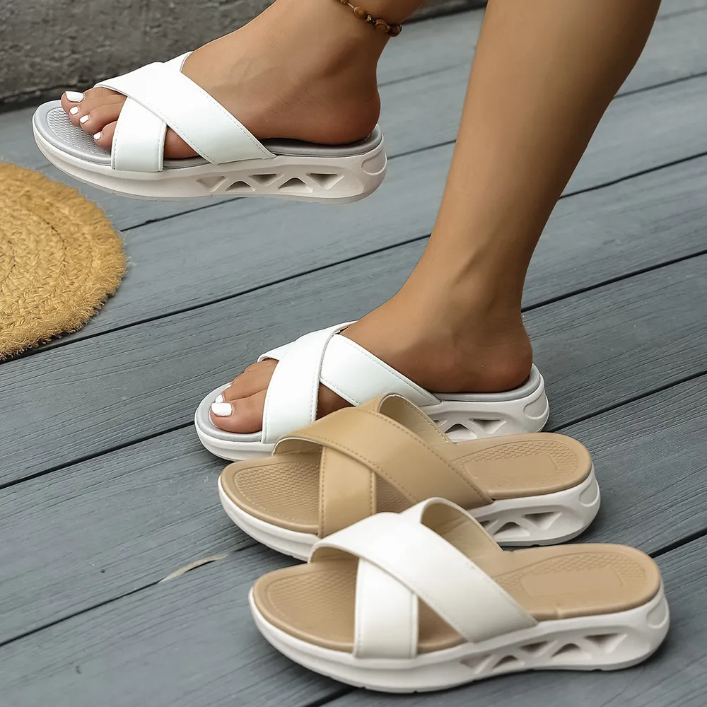 Cross Strap Platform Comfort Sandals, image 2
