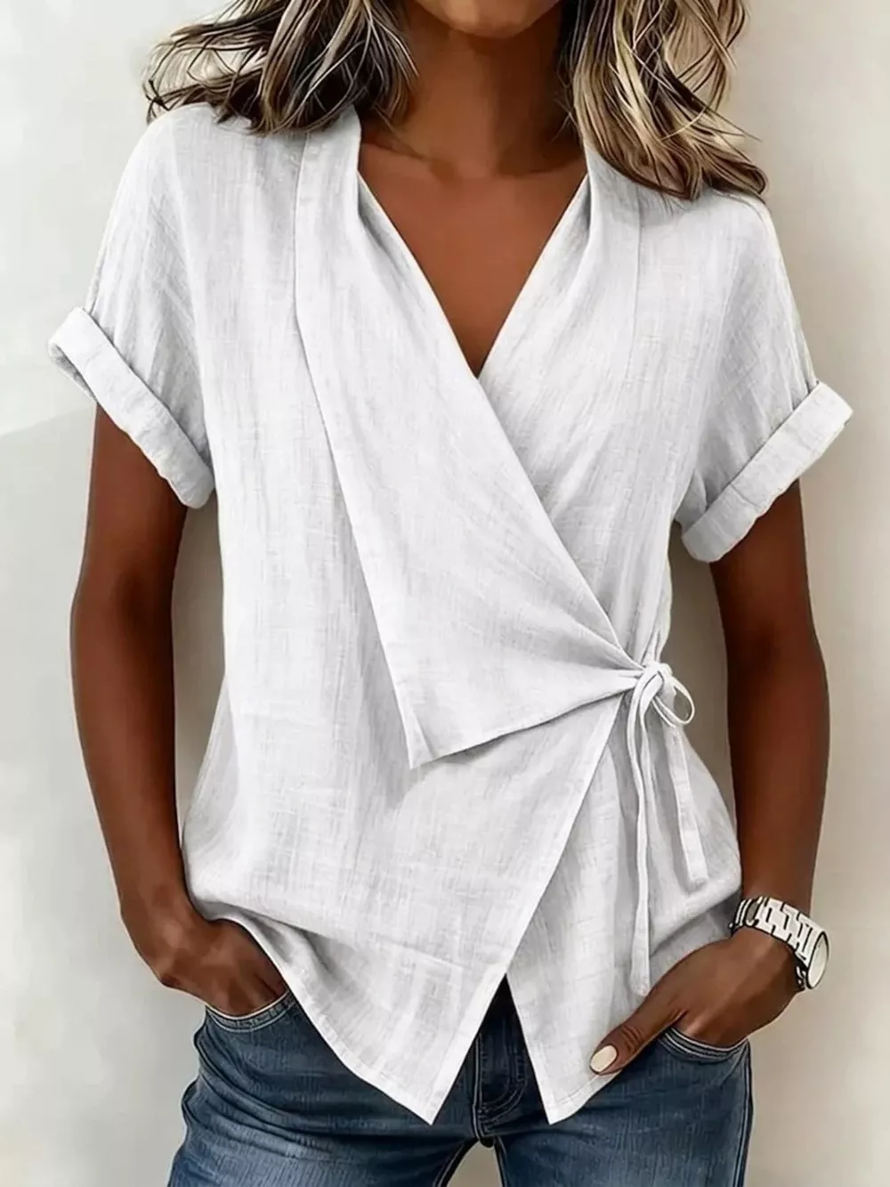 Tie-Side Detail Wrap Top, image 4