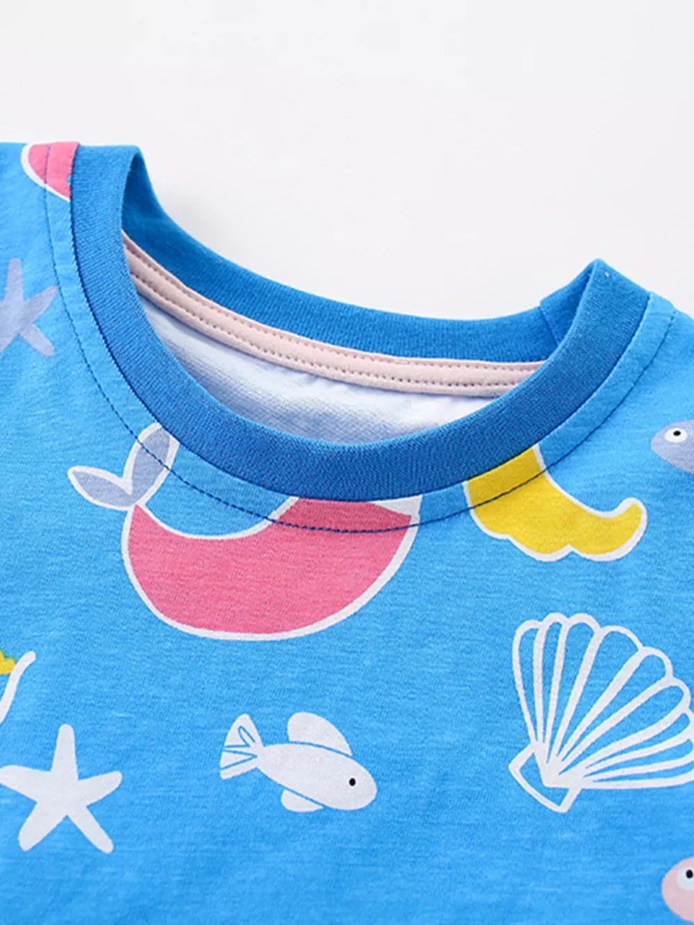 Children's Ocean Print Round Neck Top and Shorts Set, image 4