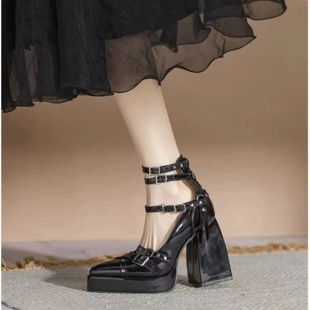 Gothic Platform Pumps with Multiple Buckle Straps, image 6