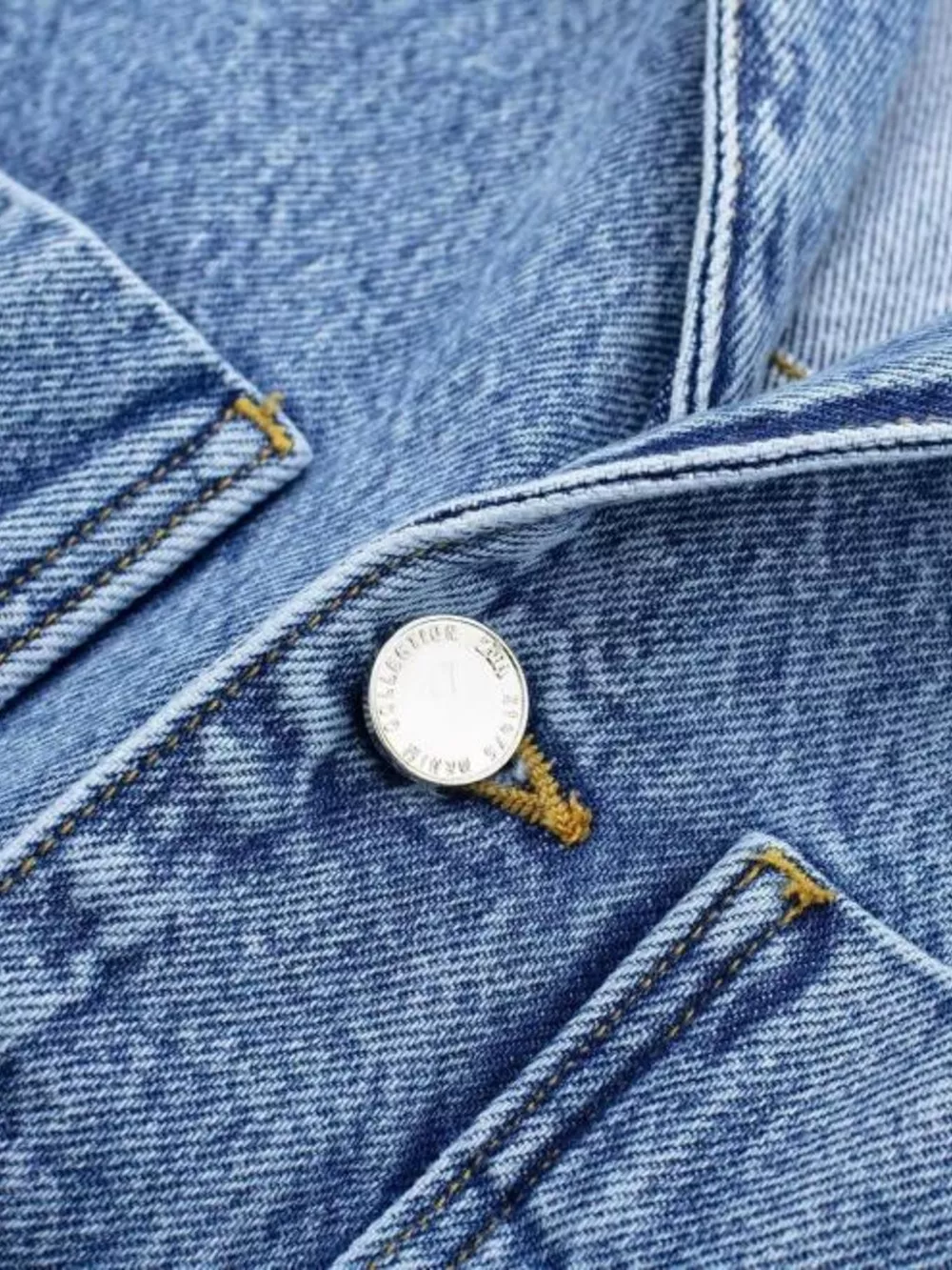 Vintage Wash Long Sleeve Denim Jumpsuit with Button-Down Front, image 10