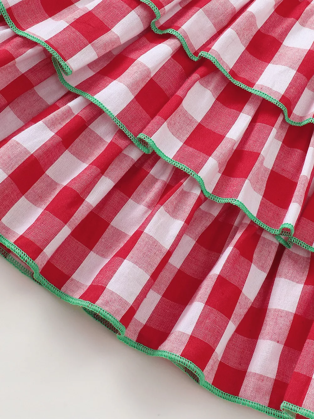 Children's Gingham Tiered Dress with Bow Tie Straps, image 3