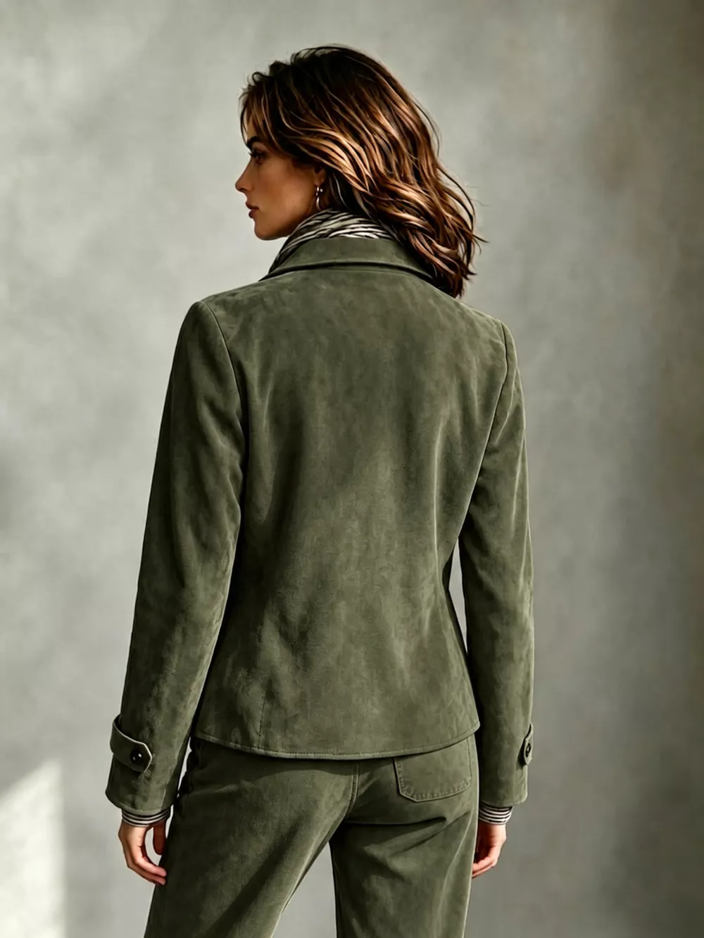 Full Size Suede Utility Blazer with Button-Front Detail Plus Size, image 5