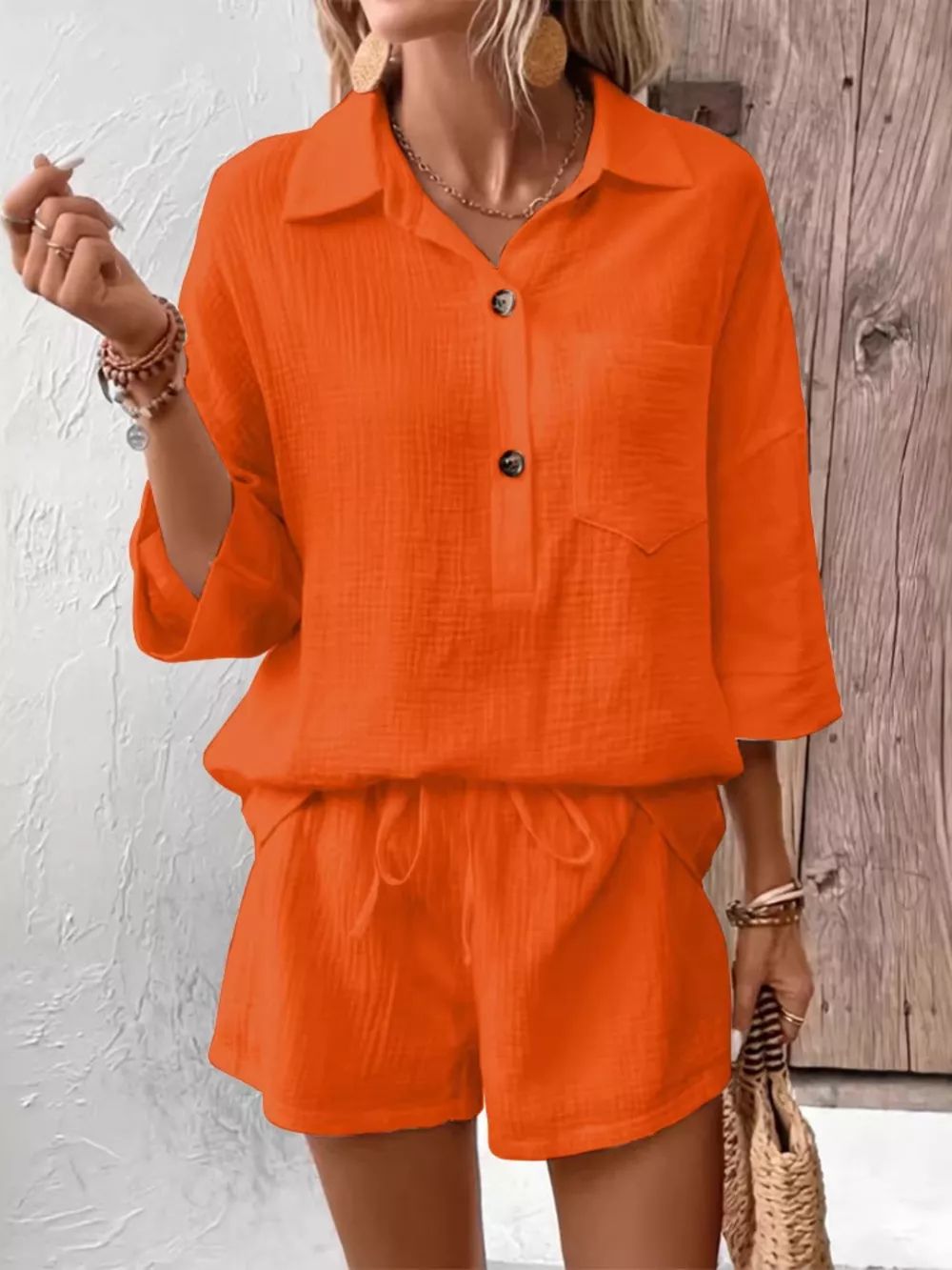 Button Detail Top and Shorts Set, image 17