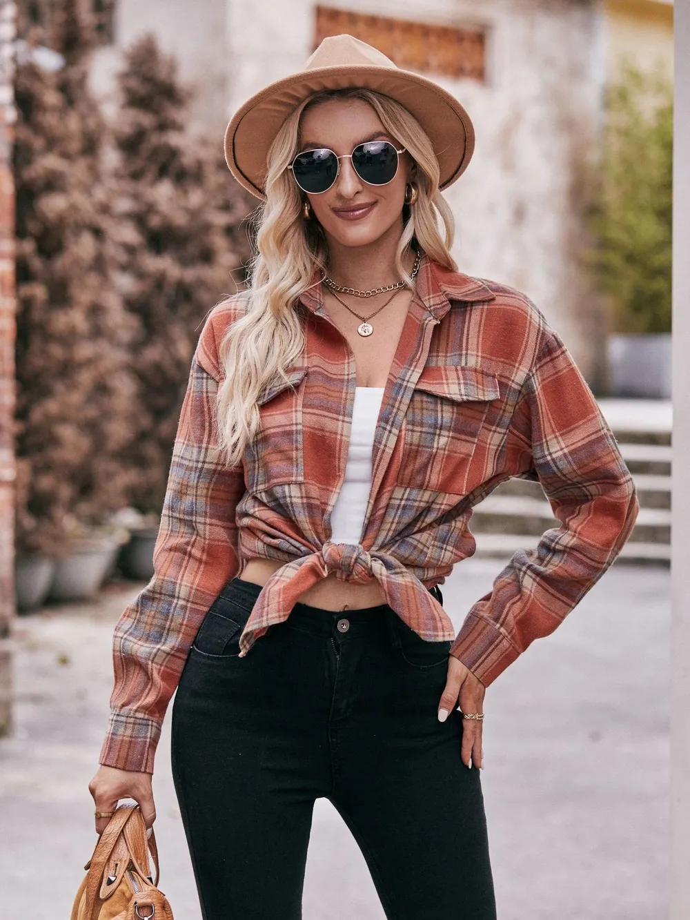 Plaid Button-Down Long Sleeve Shirt, image 13