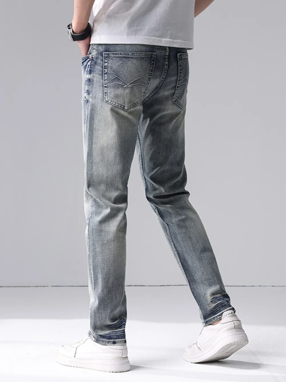 Men's Washed Slim Fit Jeans, image 5