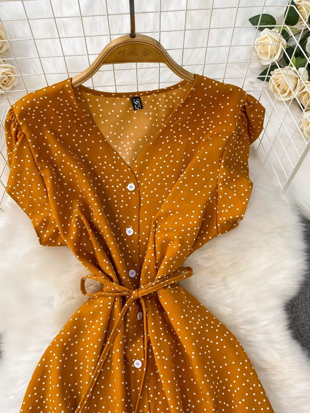 Polka Dot Button-Down Dress, image 3