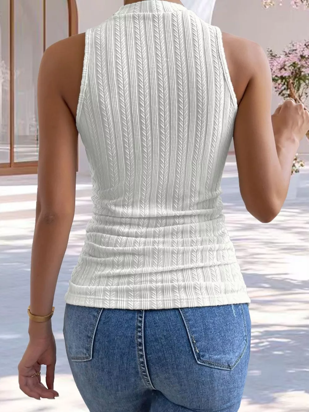 Texture Knit Mock Neck Tank, image 7