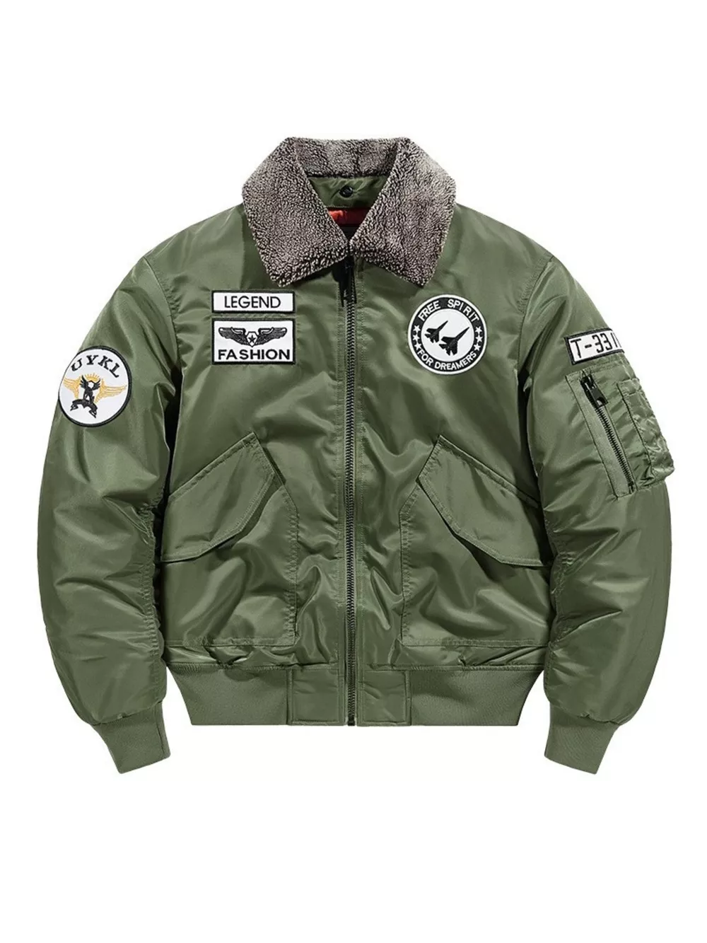 Men's Plus Size Embroidered Patches Bomber Jacket