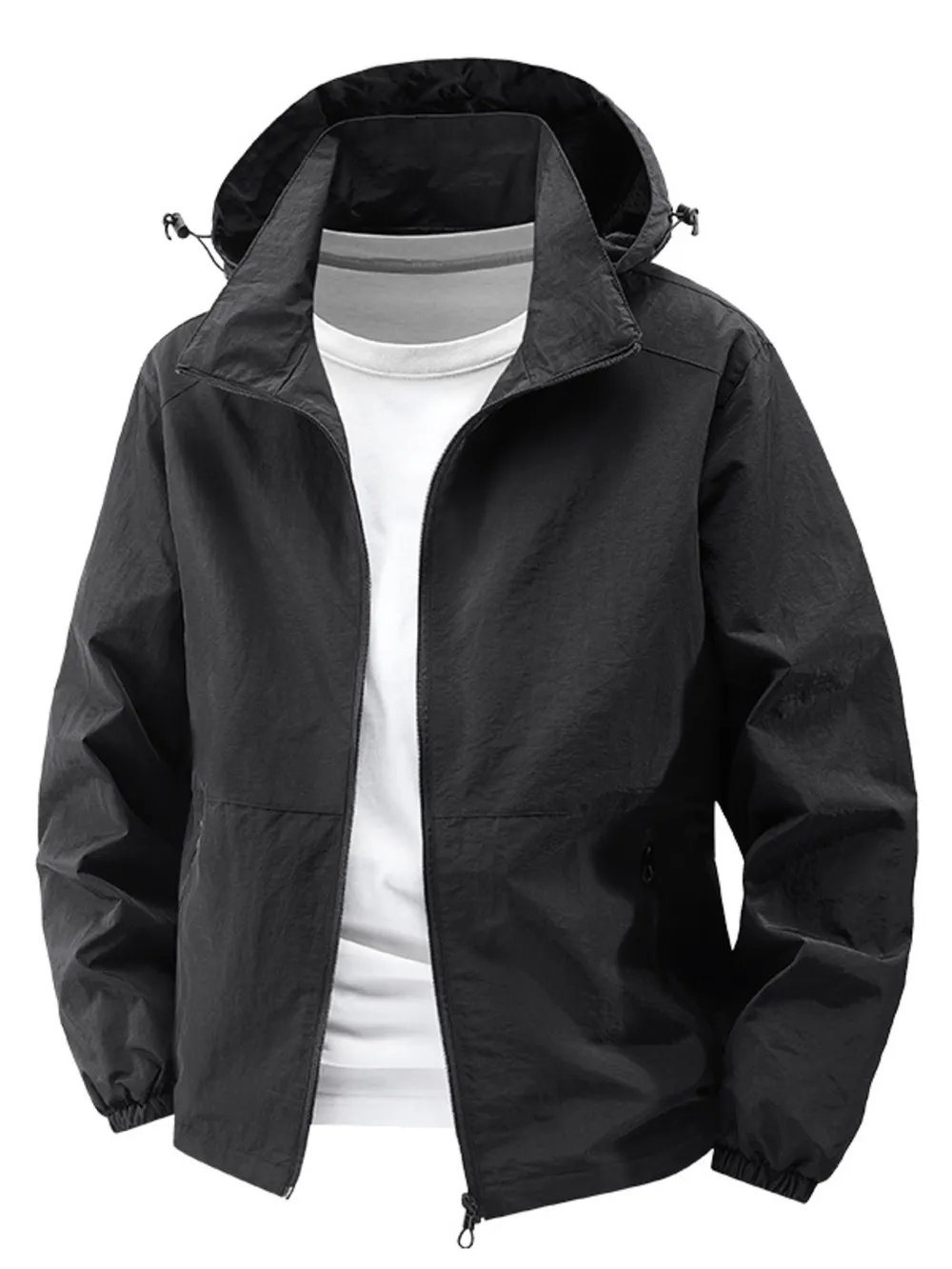 Men's Plus Size Lightweight Hooded Windbreaker Jacket, image 5