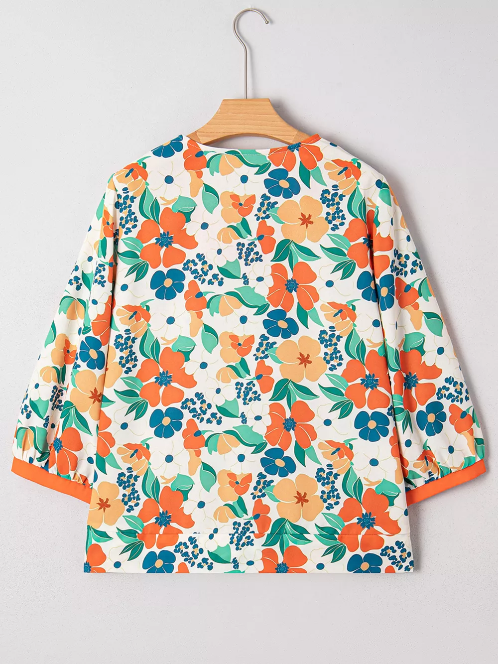 Frilled V Neck Floral Print Blouse, image 5