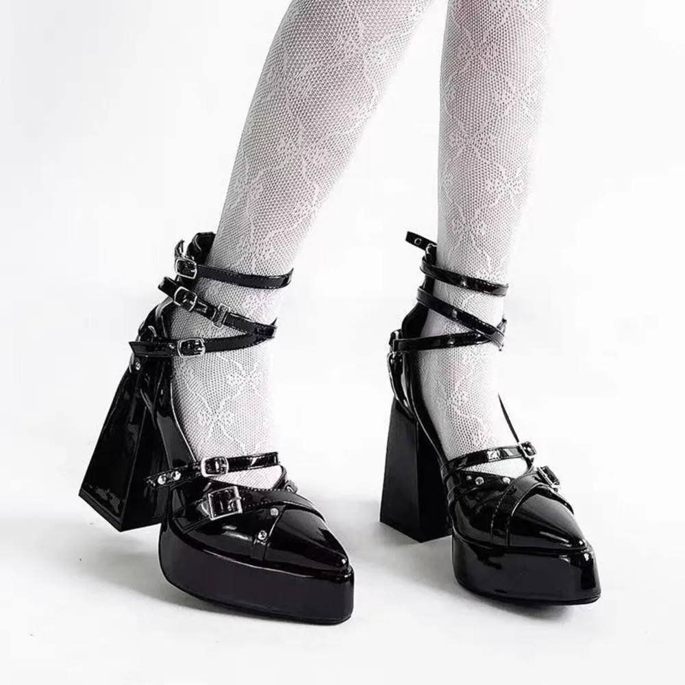 Gothic Platform Pumps with Multiple Buckle Straps, image 2