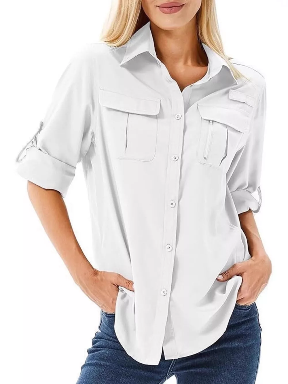 Full Size Roll-Up Sleeve Button Up Shirt Plus Size, image 22