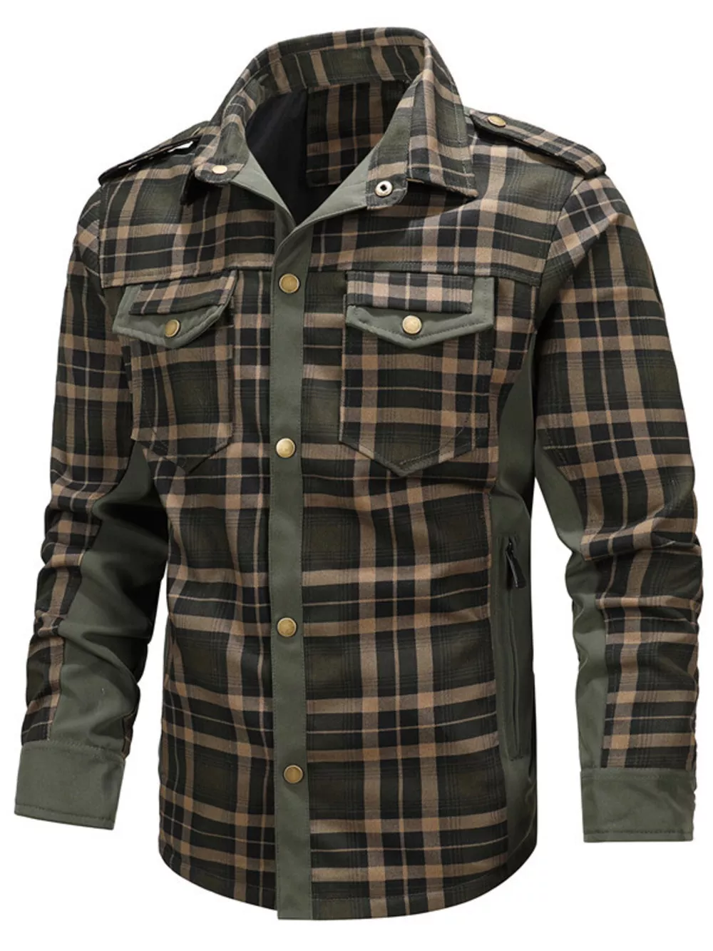 Men's Full Size Button Up Long Sleeve Plaid Shirt Plus Size