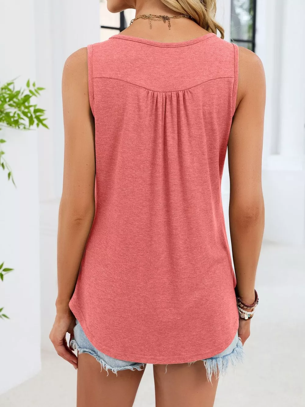 Button Detail Round Neck Tank, image 27