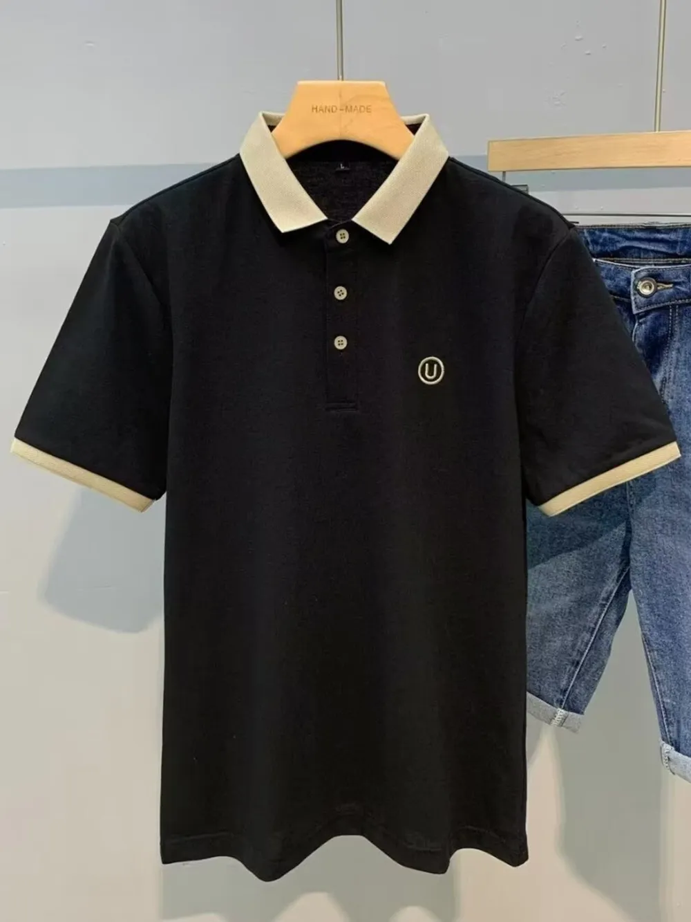 Men's Classic Contrast Short Sleeve Collar Polo Shirt, image 3