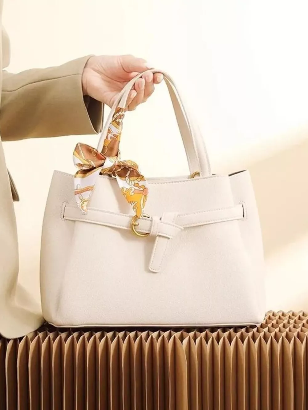 Leather Top Handle Handbag, image 4