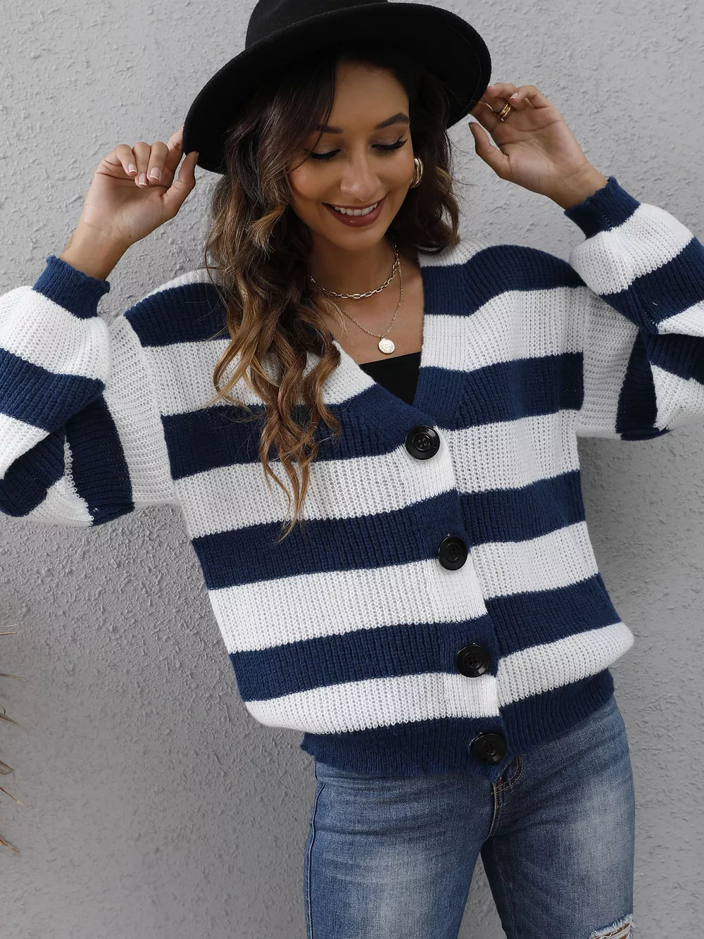 Striped Button-Up Long Sleeve Cardigan, image 18