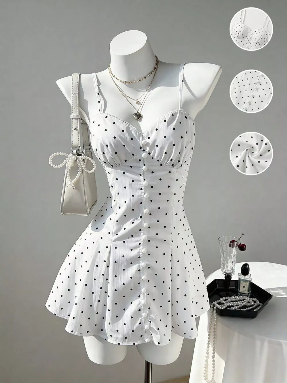 Polka Dot Spaghetti Strap Mini Dress, image 6