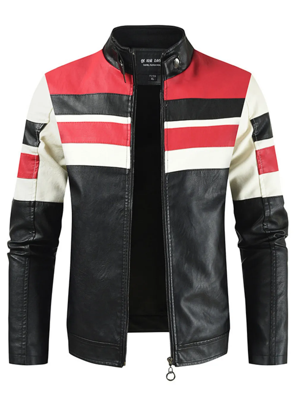 Men's Plus Size Contrast Zip Up Long Sleeve Jacket, image 2