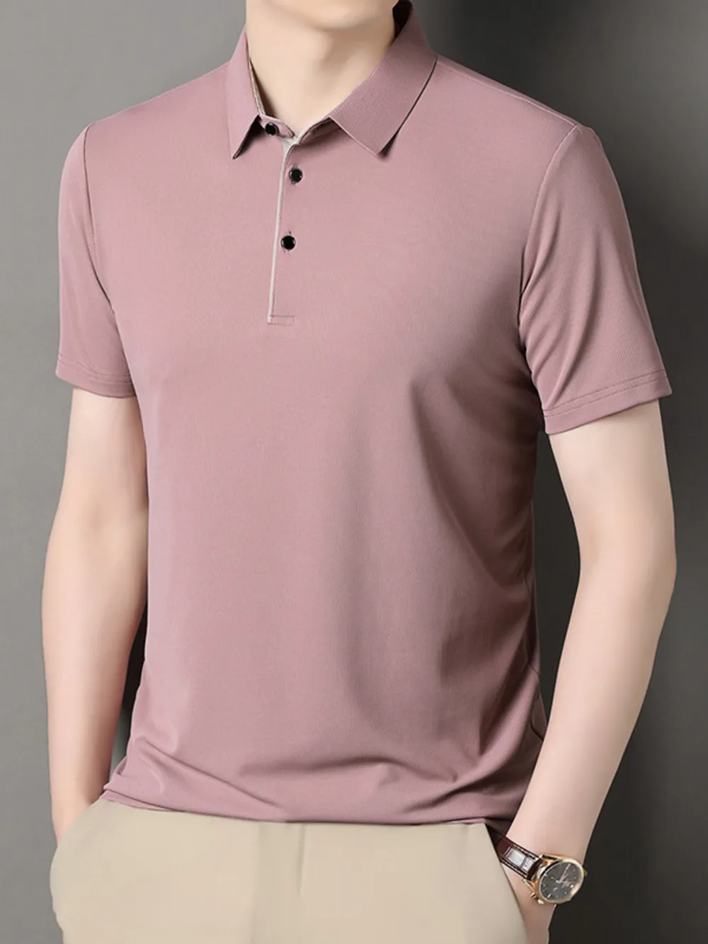Men's Plus Size Button Detail Short Sleeve Polo, image 5